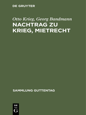 cover image of Nachtrag zu Krieg, Mietrecht